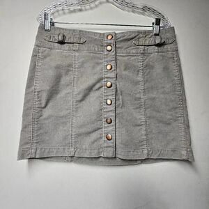 Vintage Gap Corduroy Button Front Brown Skirt Size 10 Pockets Buckle Accents